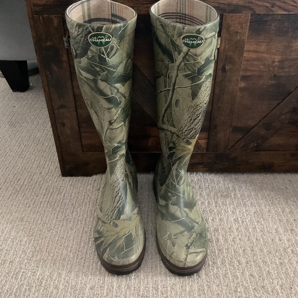 Rare Le Chameau Camo Rain Boots sz 10 (42)